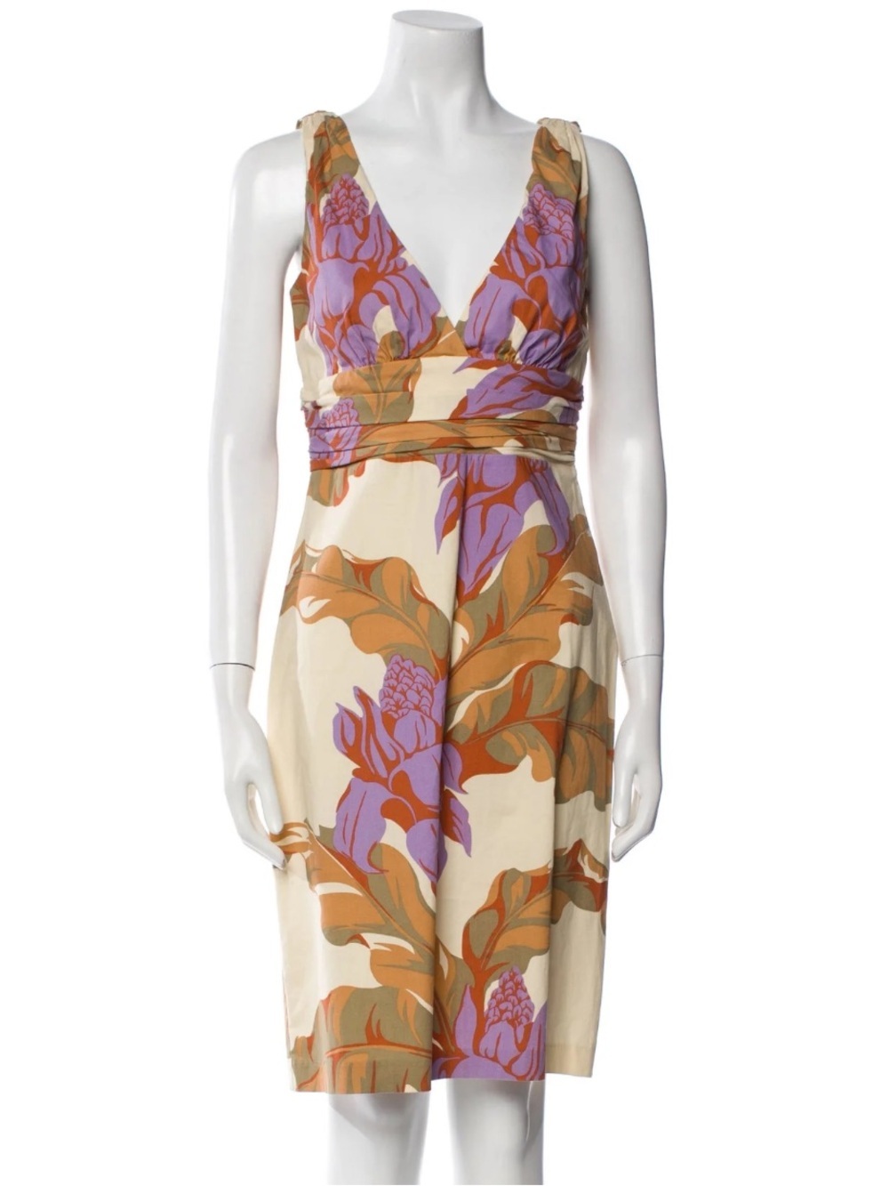 Nicole Miller Floral Print Knee-Length Dress size 4 Sleeveless Floral V-Neck